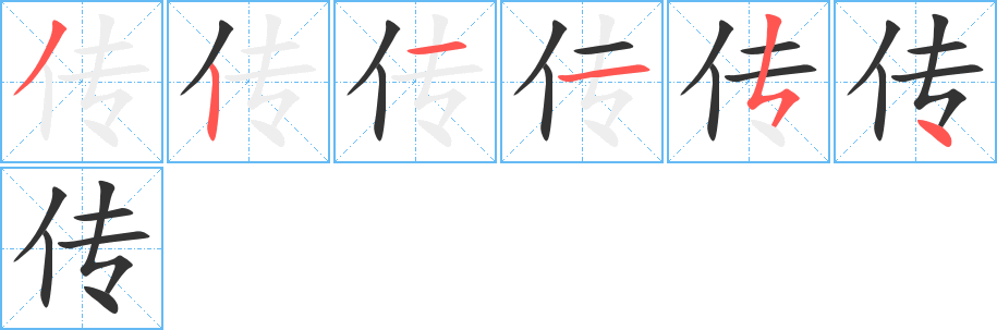 传字笔顺分步演示