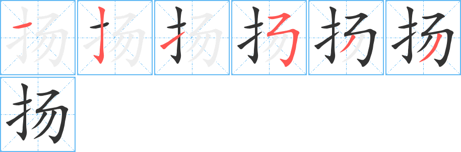 扬字笔顺分步演示