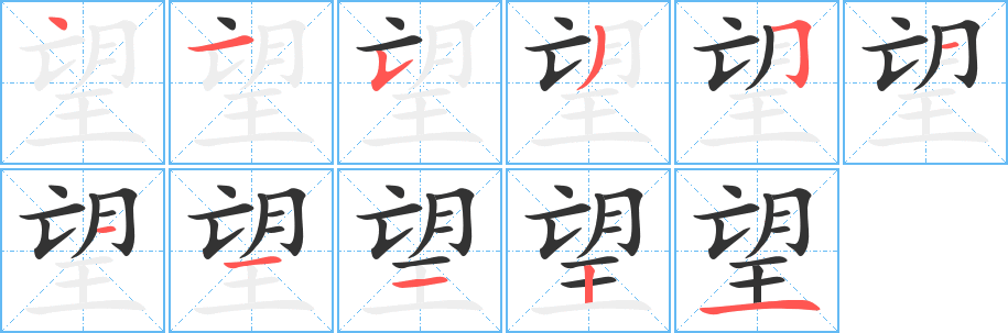 望字笔顺分步演示