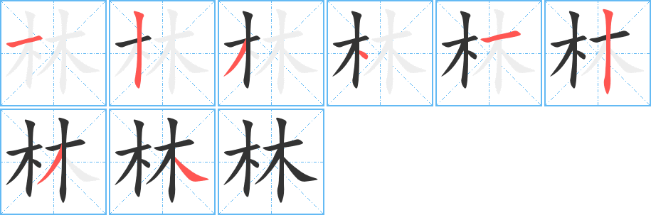 林字笔顺分步演示