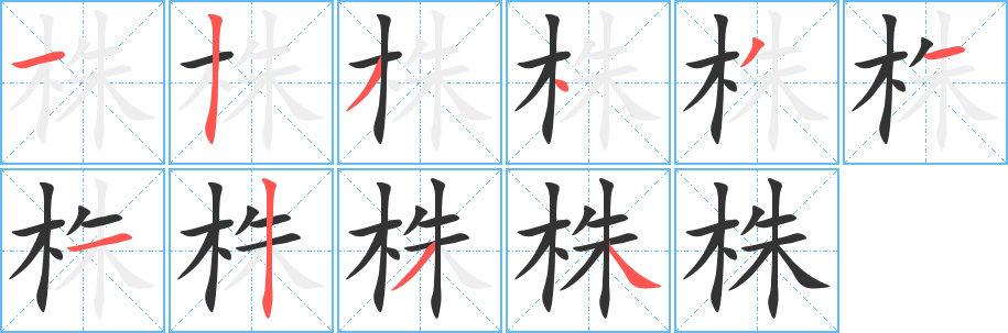 株字笔顺分步演示