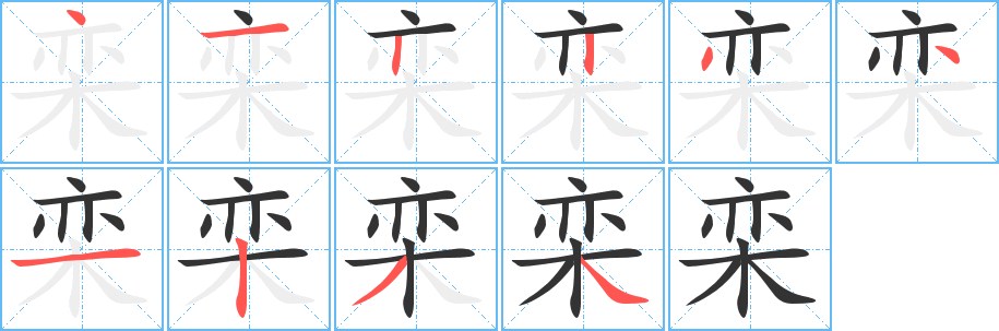 栾字笔顺分步演示