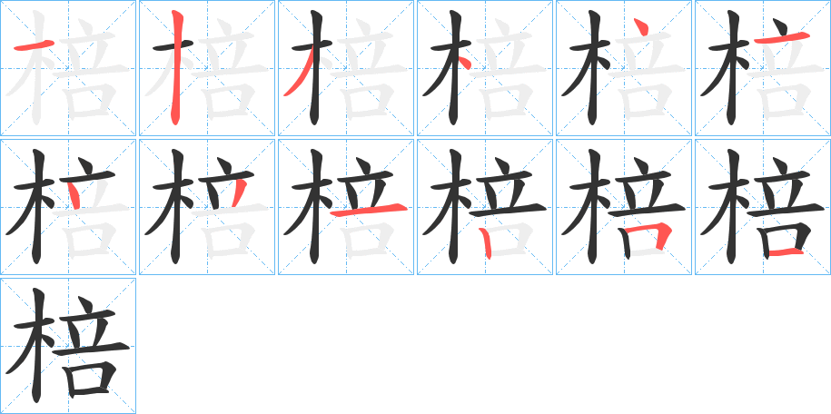 棓字笔顺分步演示