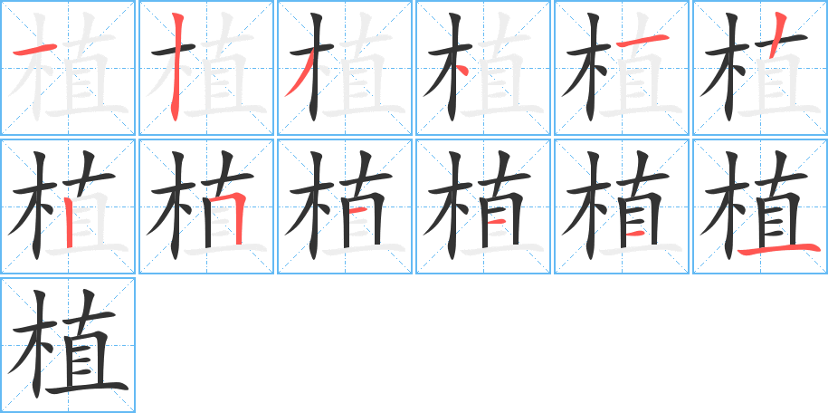 植字笔顺分步演示