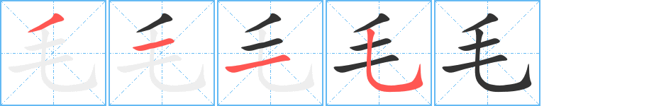 毛字笔顺分步演示