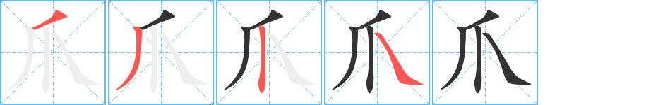 爪字笔顺分步演示