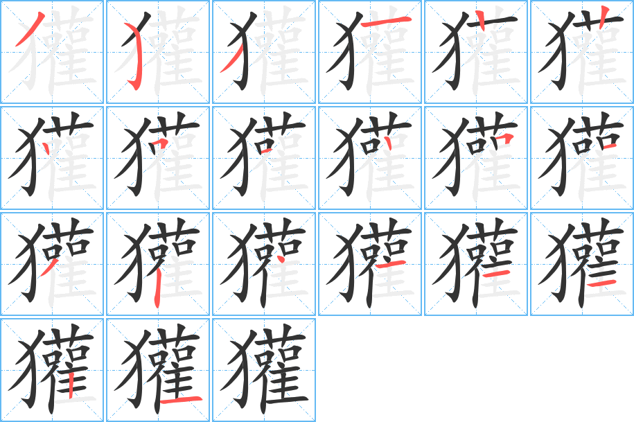 獾字笔顺分步演示