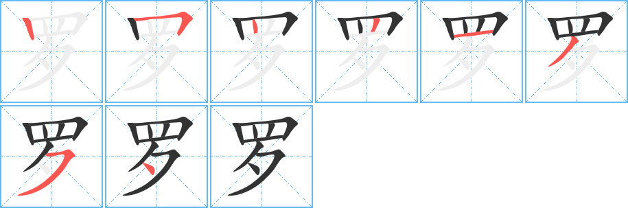 罗字笔顺分步演示