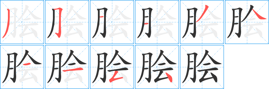 脍字笔顺分步演示