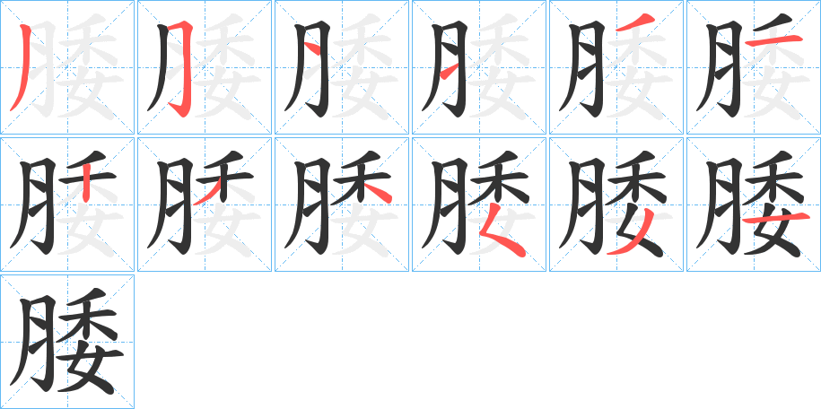 腇字笔顺分步演示