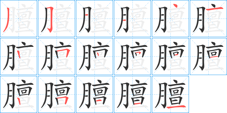 膻字笔顺分步演示