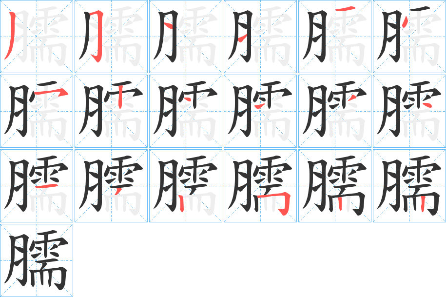 臑字笔顺分步演示