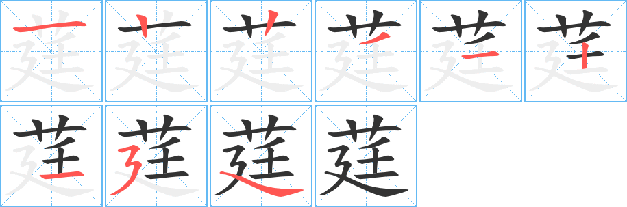 莛字笔顺分步演示