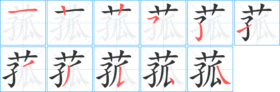 菰字笔顺分步演示