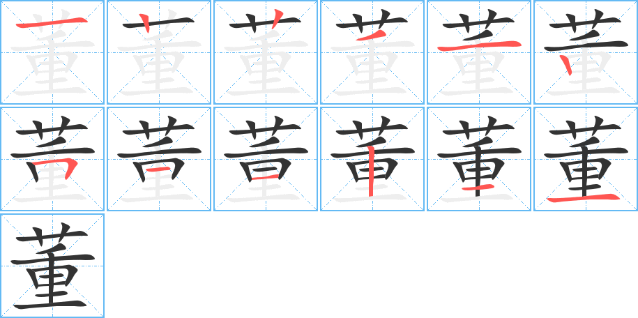 董字笔顺分步演示