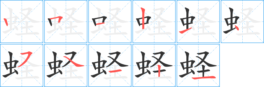 蛏字笔顺分步演示