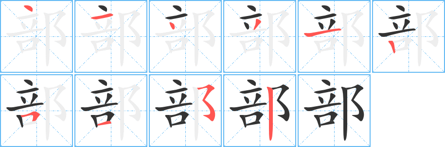 部字笔顺分步演示