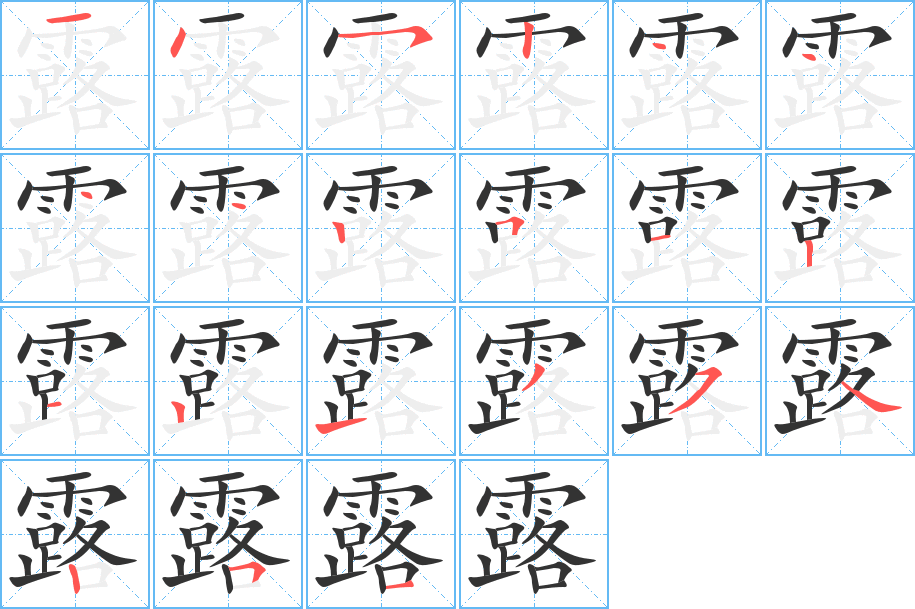 露字笔顺分步演示