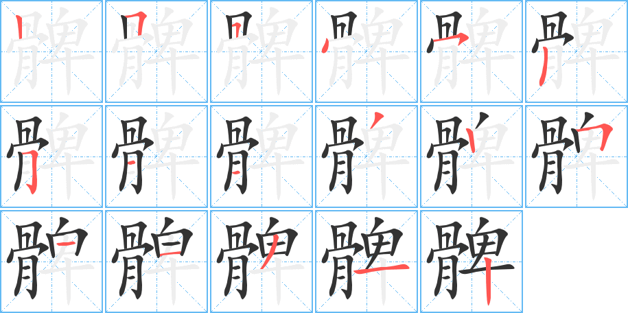 髀字笔顺分步演示