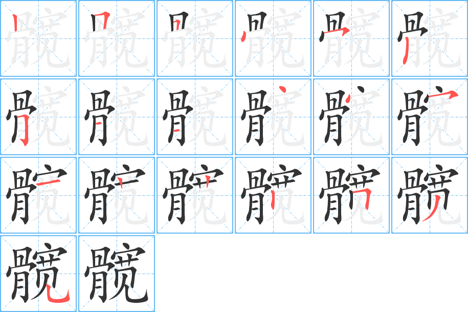 髋字笔顺分步演示