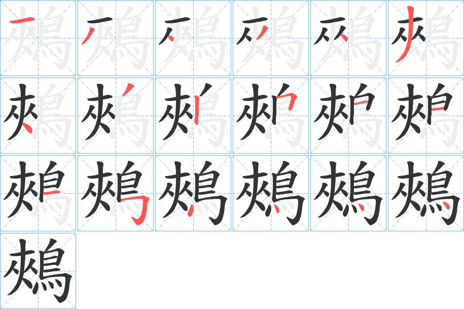 鵊字笔顺分步演示