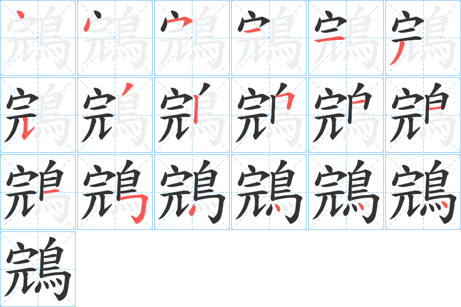 鵍字笔顺分步演示