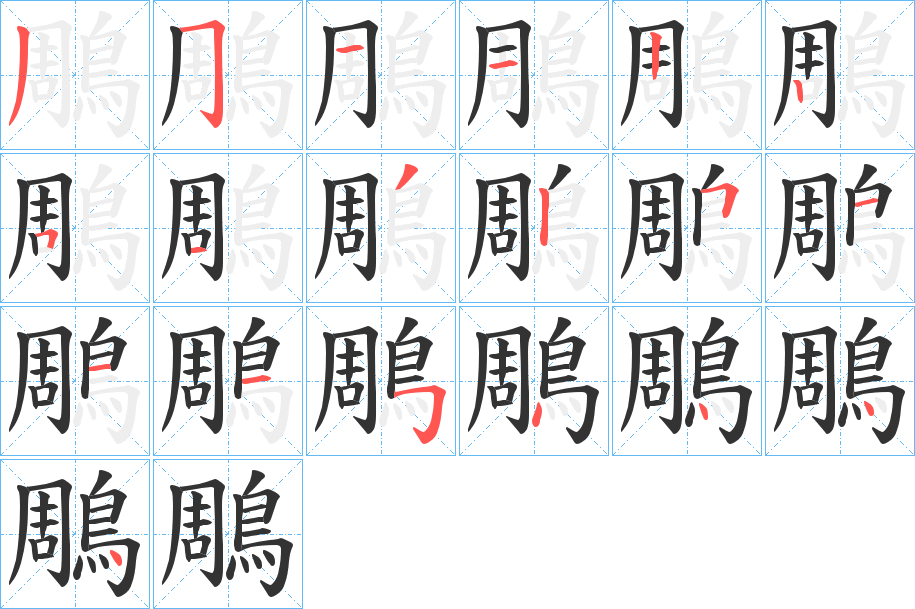 鵰字笔顺分步演示