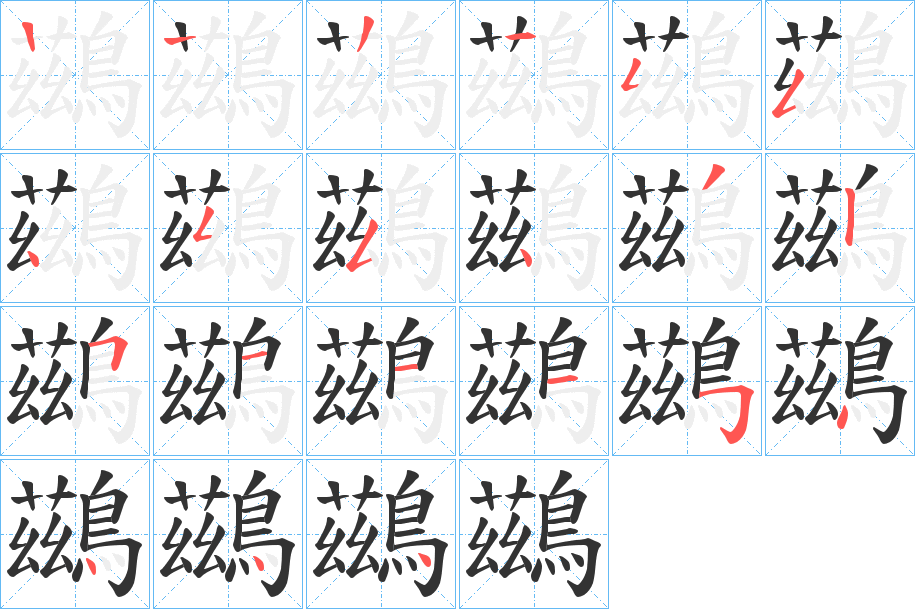 鷀字笔顺分步演示