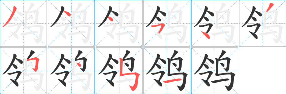 鸰字笔顺分步演示