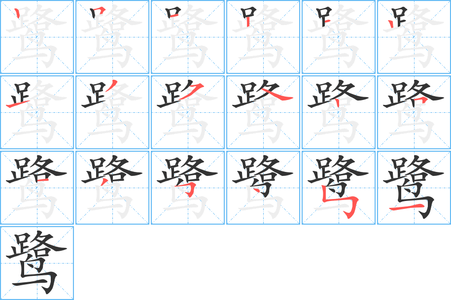 鹭字笔顺分步演示